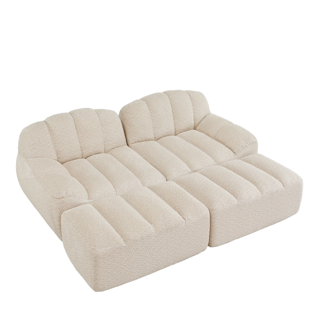 Divano modulare a 2 posti con 2 pouf - Zephmum- Schiuma 32D alta densit¨¤, design antiscivolo