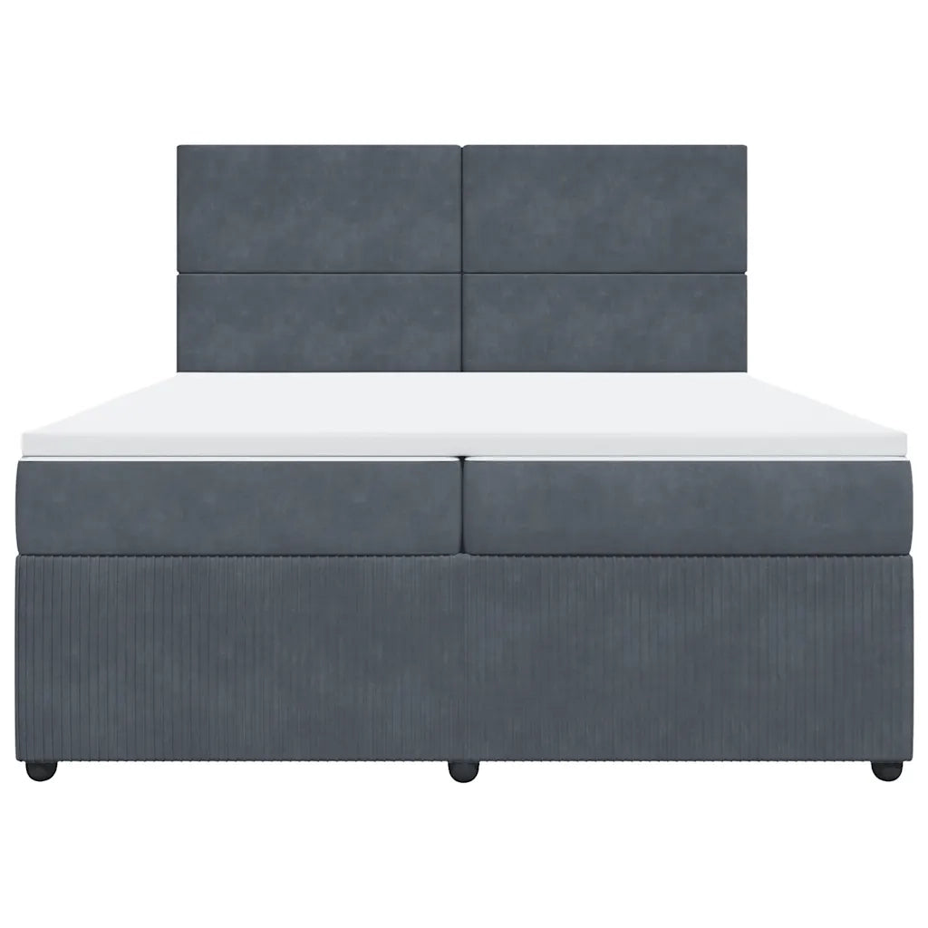 Giroletto a Molle con Materasso Grigio Scuro 200x200 cm Velluto