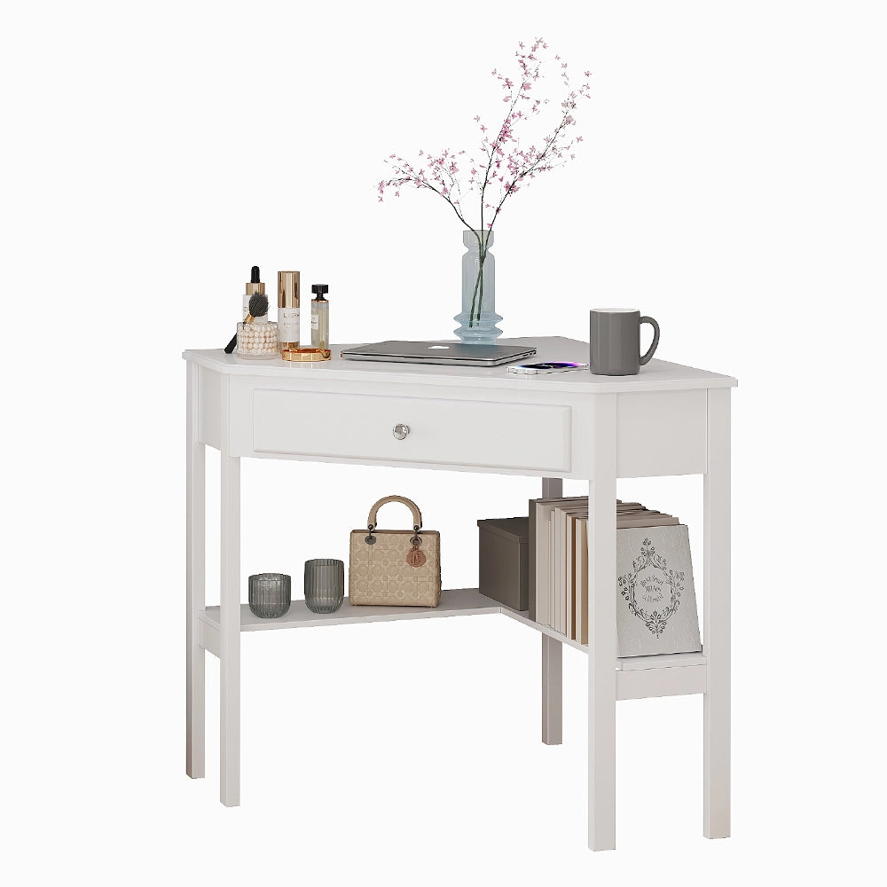 Vicco Tavolo da trucco ad angolo Bianco 75 x 76.8 cm ,con cassetto