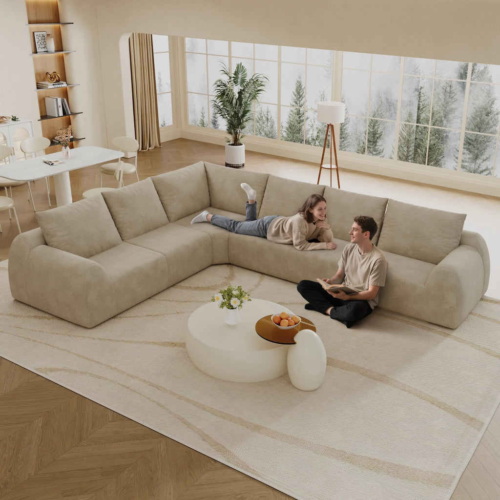 Divano angolare L ¨C Minimal ¨C 334cm velluto khaki imbottito senza montaggio
