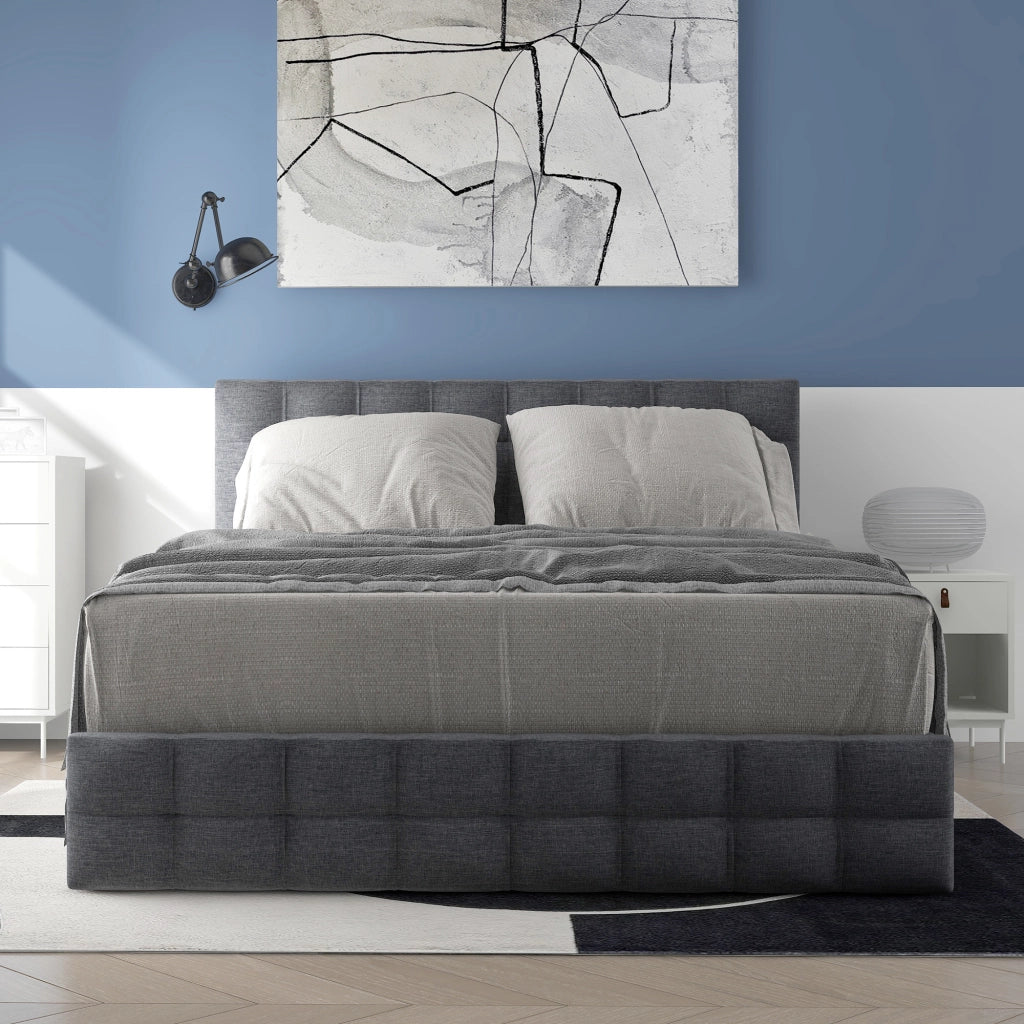 Letto con Cassetti 140x200 cm; Letto Matrimoniale - 4 Cassetti e Testiera Regolabile - Grigio