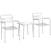 Set da bistrot Set di mobili da giardino in metallo a 3 pezzi con 2 sedie da giardino tavolo di vetro design a listelle resistente alla ruggine