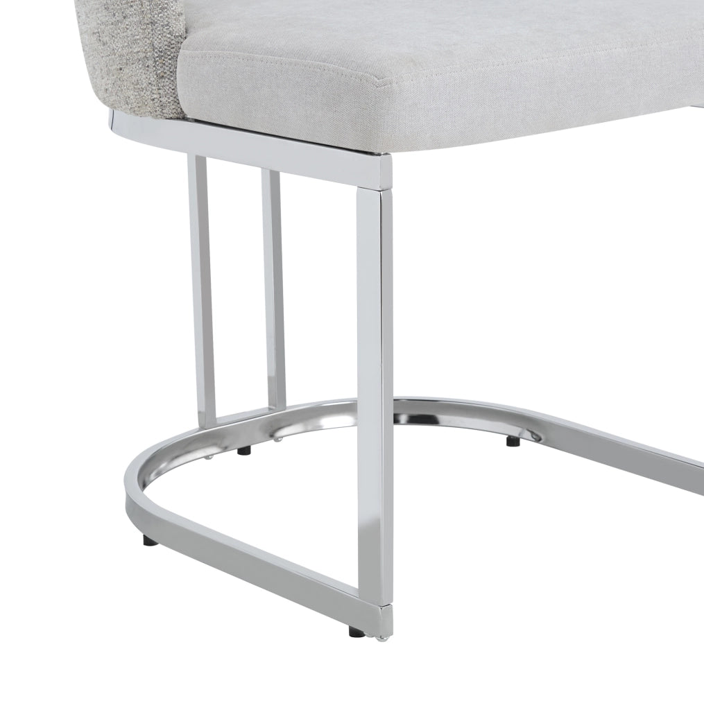 Set di 2 sedie da pranzo 61.49x59x54 cm con doppio schienale; gambe in metallo; chenille grigio argento