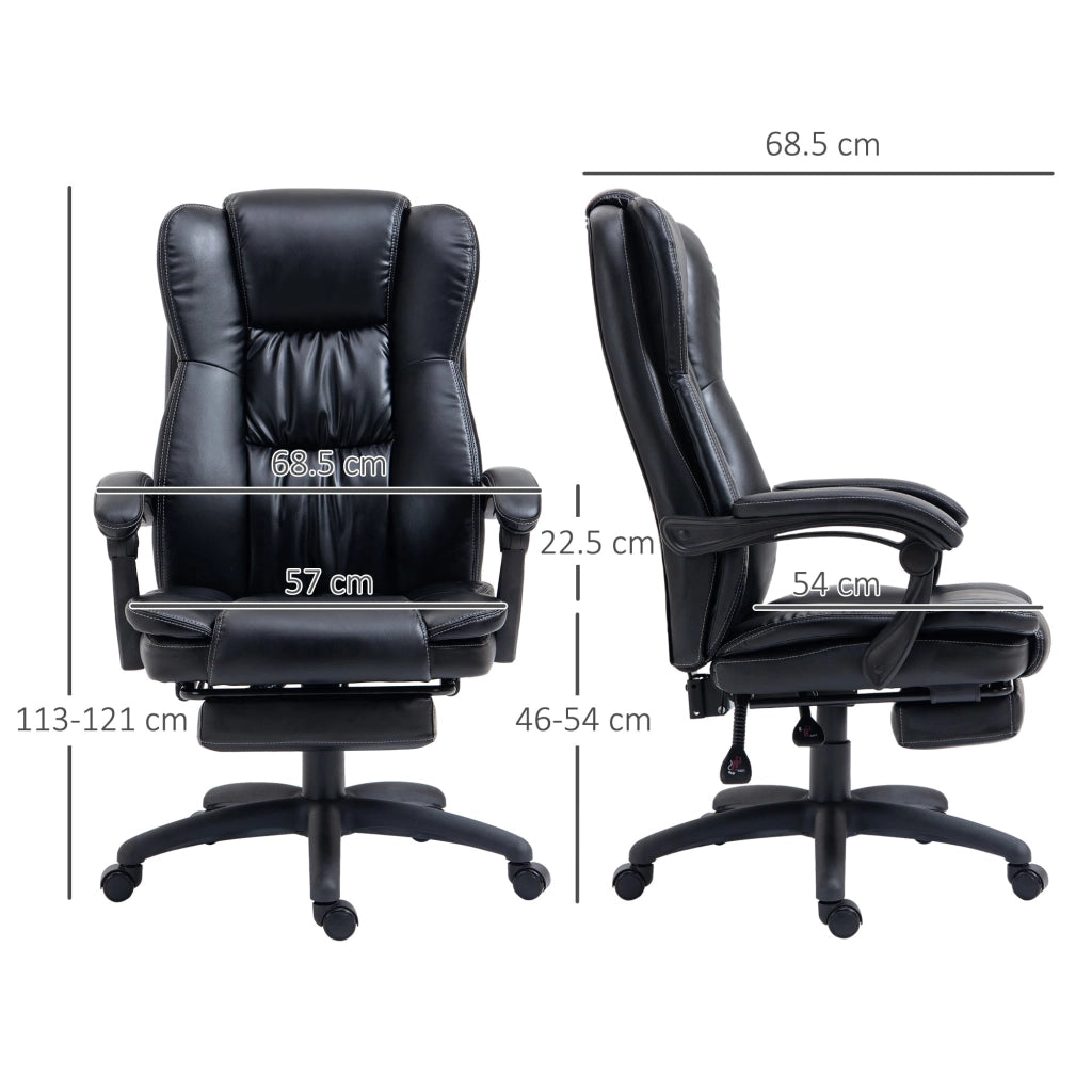 Sedia da Ufficio ad Altezza Regolabile con 6 Punti Massaggianti 68,5x68,5x113-121 cm in Finta Pelle Nera