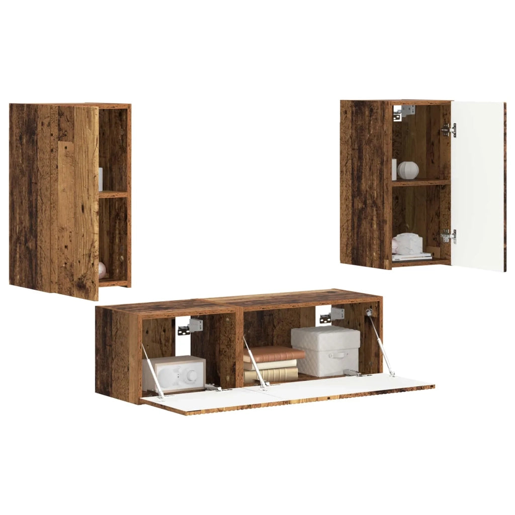 Set di Mobiletto da TV a Parete 4 pcs Legno vecchio 3408914