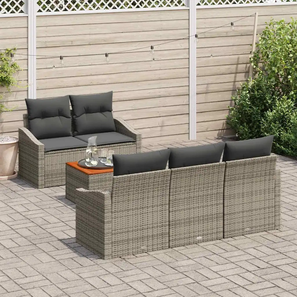 Set Divano da Giardino con cuscino 6 pcs Grigio polyrattan 3347769