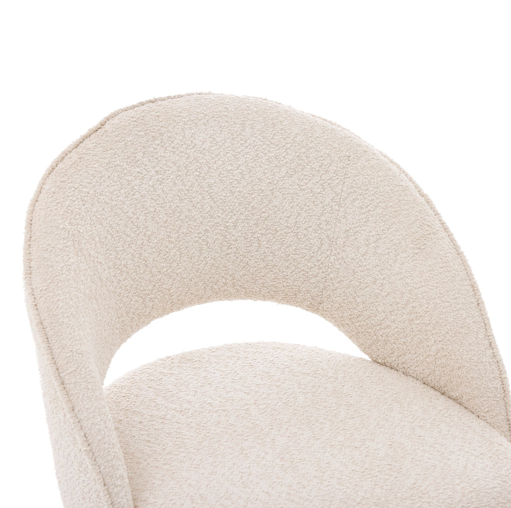 Set 4 sedie da pranzo in bouclé beige con gambe dorate