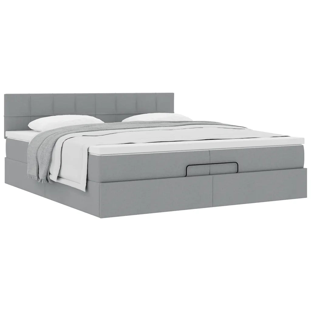 Struttura Letto Pouf con Materasso 200x200 cm in Tessuto 3311484