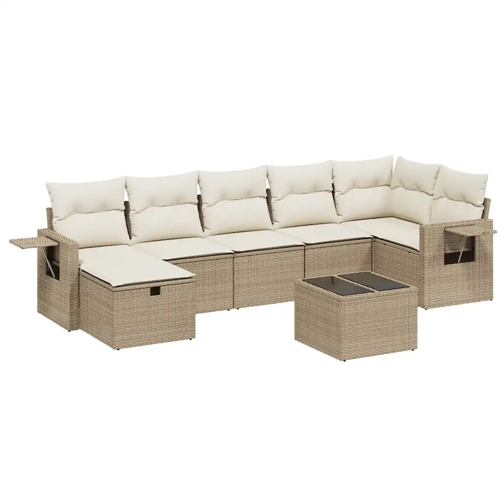Set Divano da Giardino 8 pz con Cuscini Beige in Polyrattan 3263824