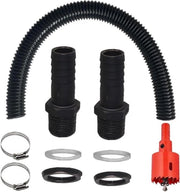 Kit di connessione per barili di pioggia - 1 m di tubo, 2 supporti di tubo, 2 anelli di sigillatura, 2 viti di tubo, apripunch per fori