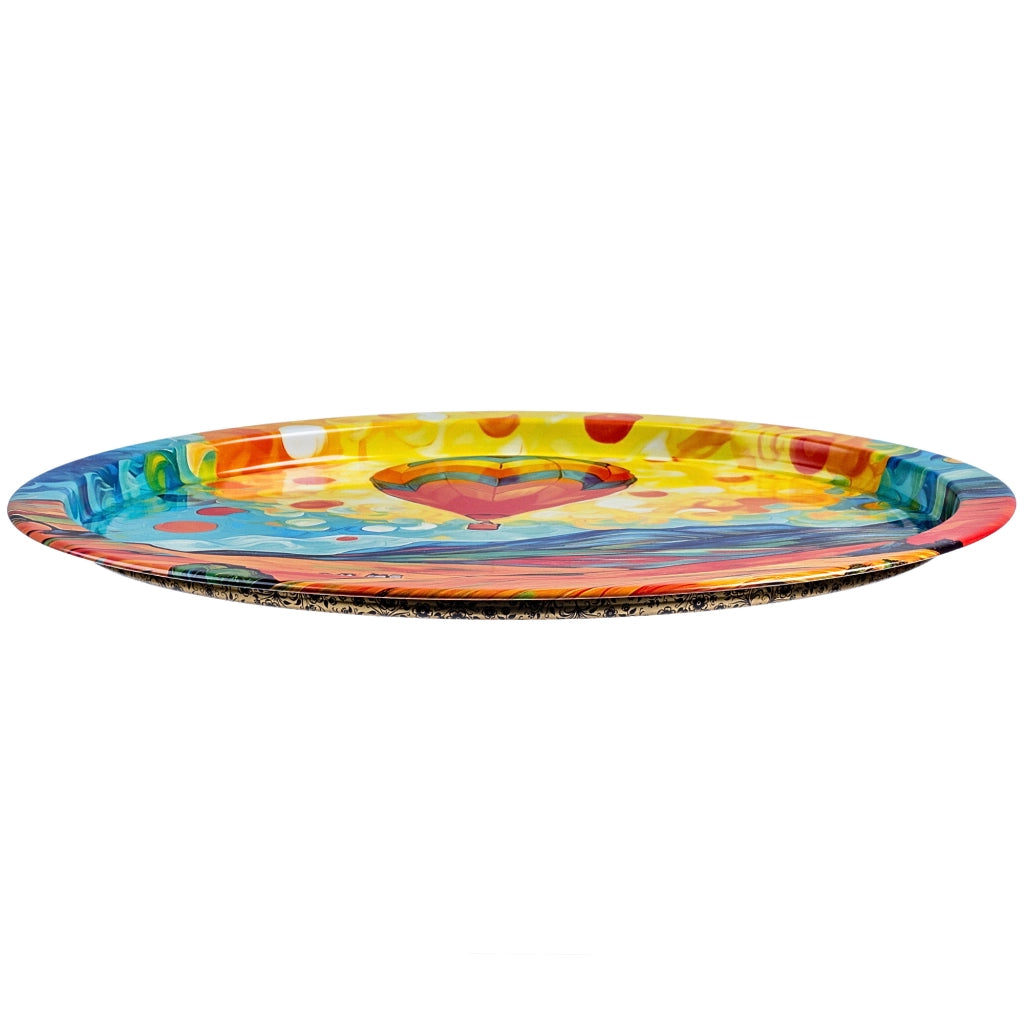 Vassoio decorativo da portata KADAX, rotondo, grande, con motivo a palloncino, in metallo, 32,5 cm
