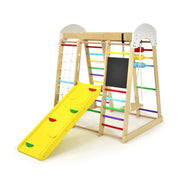 Area giochi multicolore 8 in 1 124 x 119 x 138 cm con scivolo reversibile e parete di arrampicata sicura in legno di betulla 20_0010028