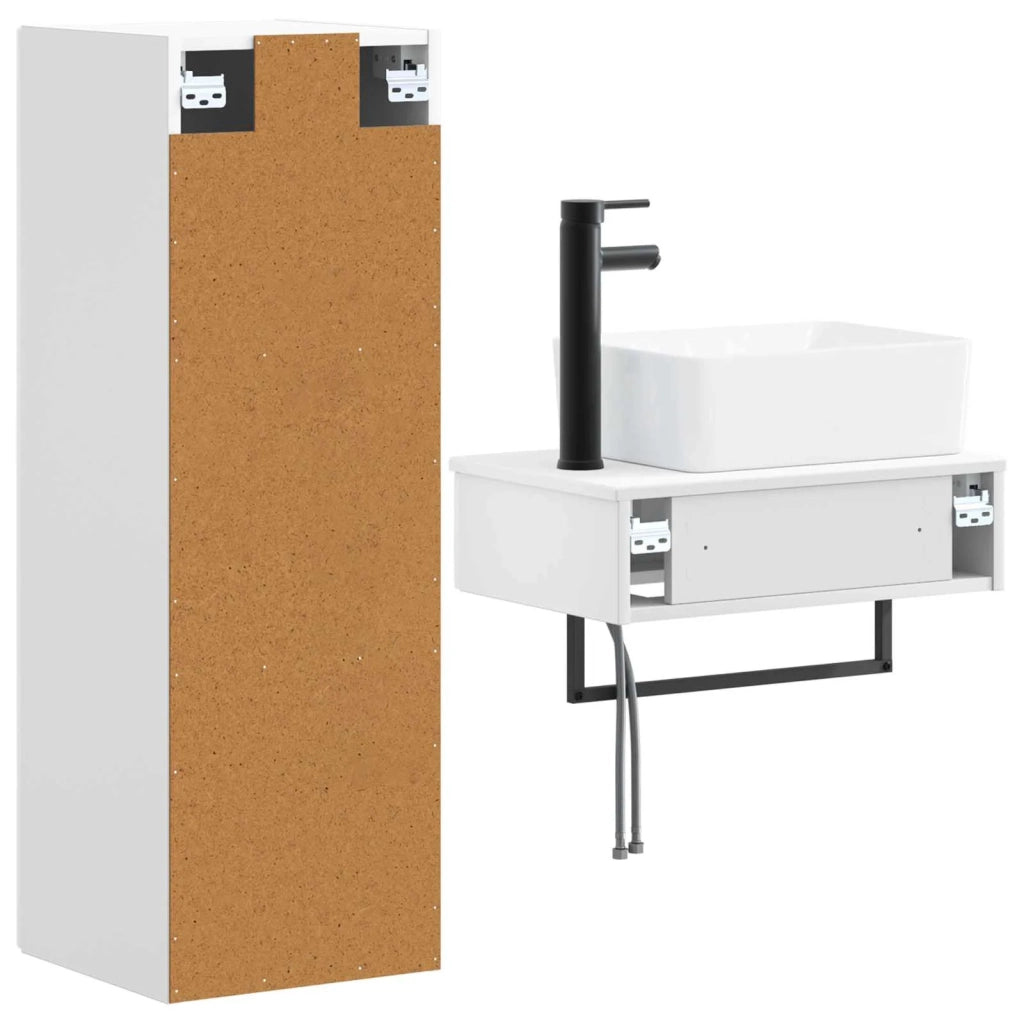 Set di mobili per il bagno 2 pz Bianco Lucido 3406107