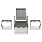 Set Divani da Giardino 3 pz in Textilene e Alluminio Argento 312199