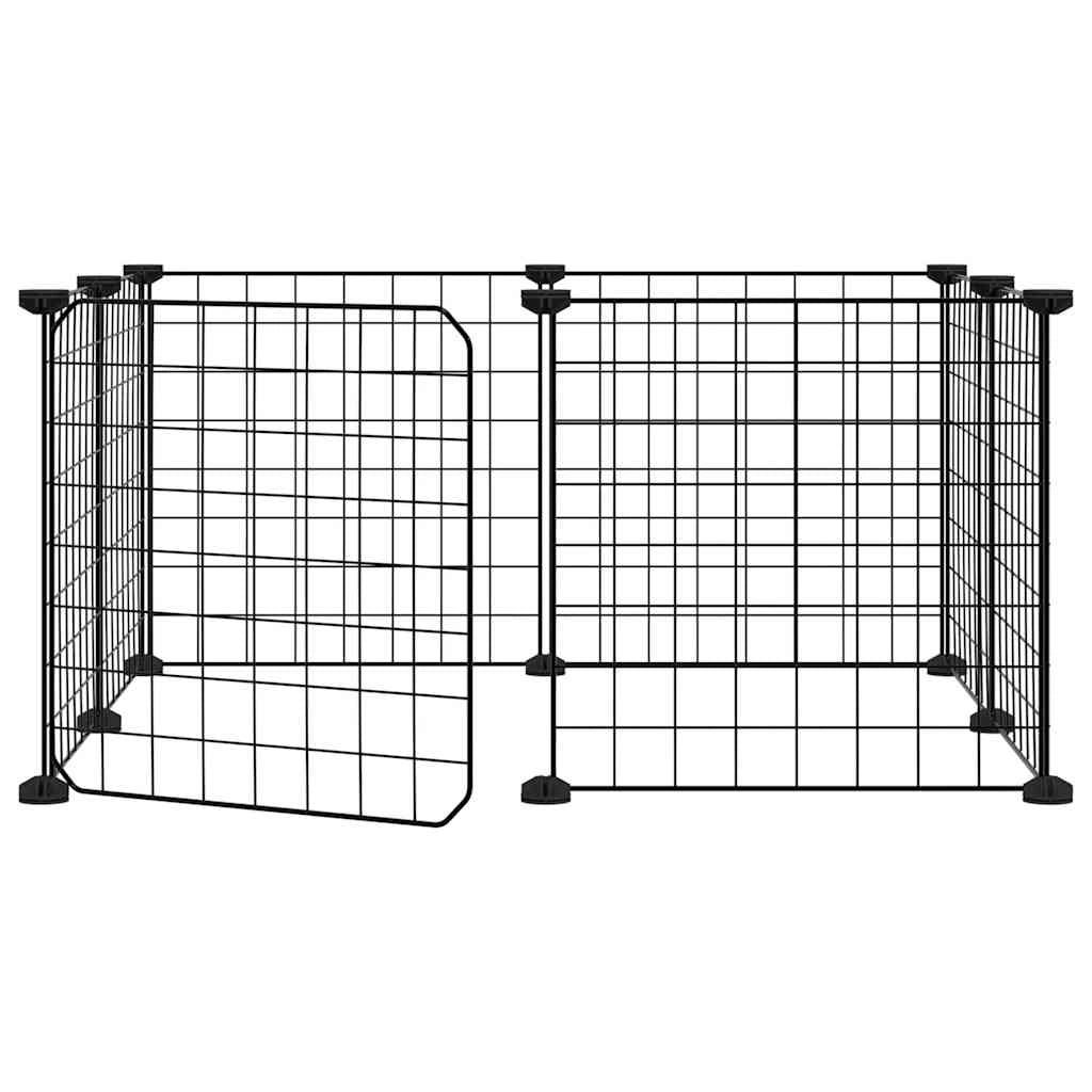 Gabbia per animali domestici a 8 pannelli con porta 35 x 35 cm nera 02_0041607