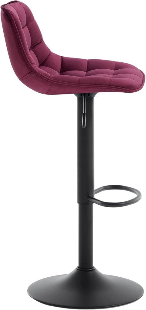 Set di 2 Sgabelli da Bar per Casa Moderni Sgabelli Cucina Girevoli con Poggiapiedi, in Velluto Bordeaux BH273bd-2
