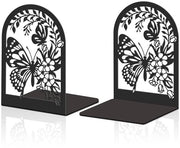 Set di sostegni libri in metallo decorativo - Vlinderdesign - Robusta mensola per libri - Set da 2 - Disegno farfalla - Sostegno libri in metallo nero