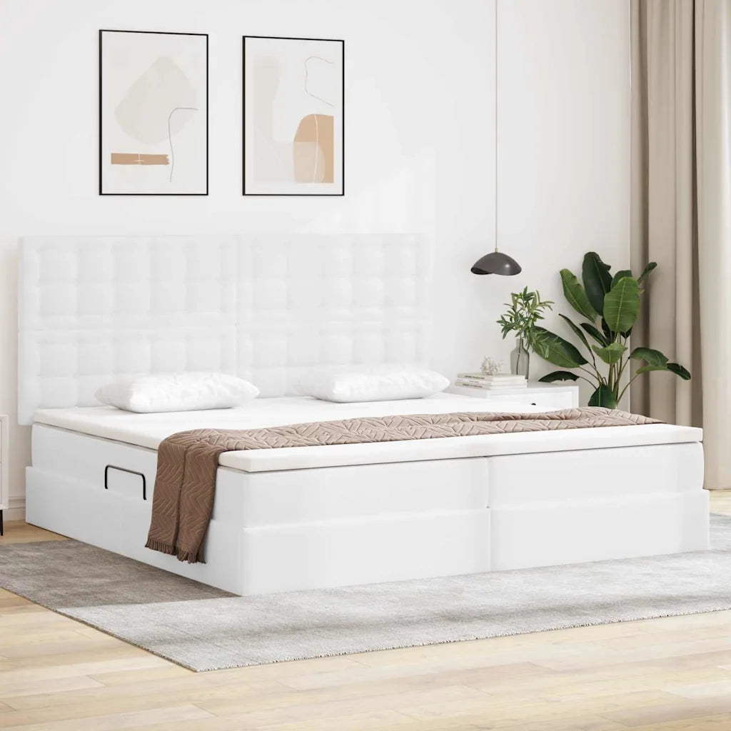 Letto con Contenitore Bianco Puro 200 x 200 cm Pelle Sintetica 3371682