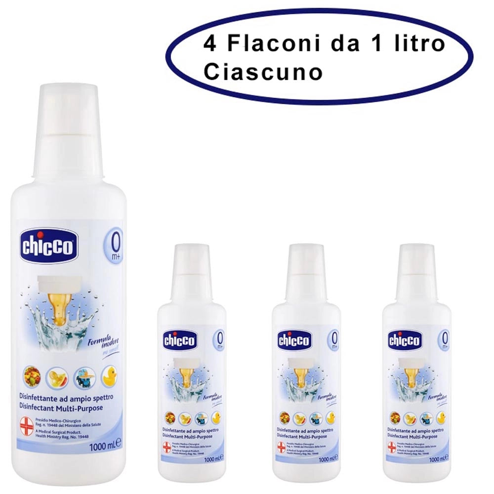 Chicco disinfettante igienizzante multiuso 4 flaconi da 1 litro ciascuno