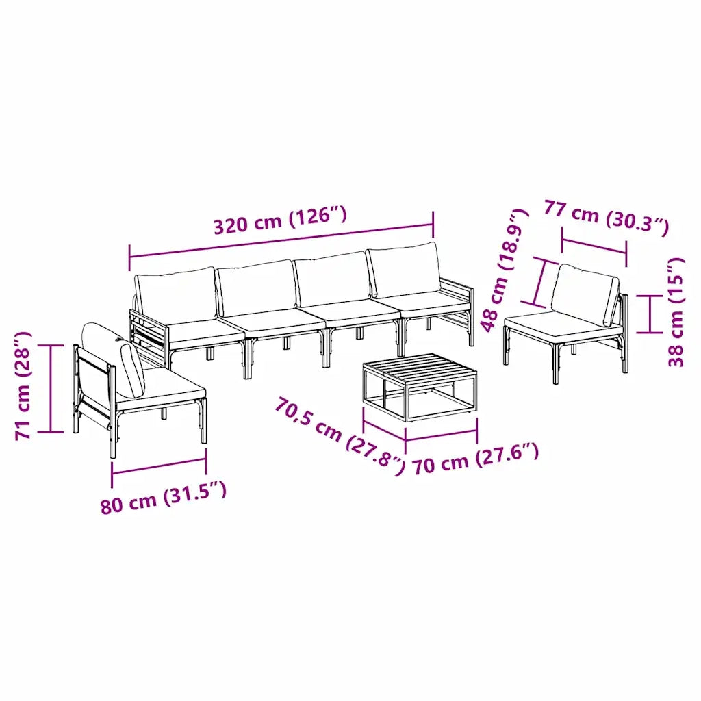 vidaXL Set Divano da Giardino 7 pcs Antracite Acciaio