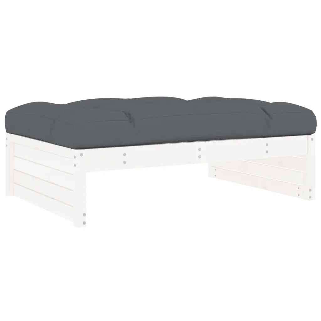 Set Divani da Giardino 2pz con Cuscini in Legno Massello Bianco 3186131