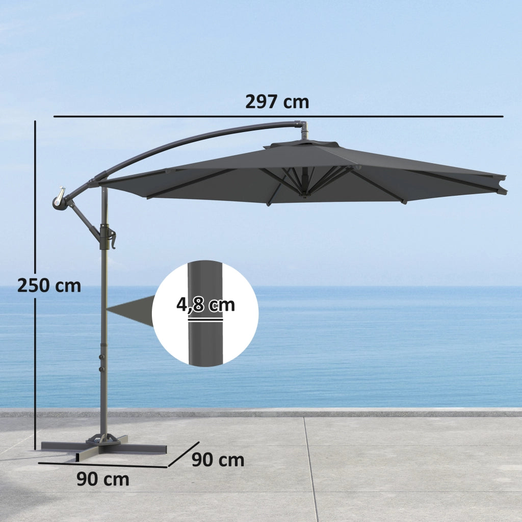 Ombrellone da giardino ottagonale pieghevole ¨C Zephmum ¨C Grigio scuro diametro 3 m