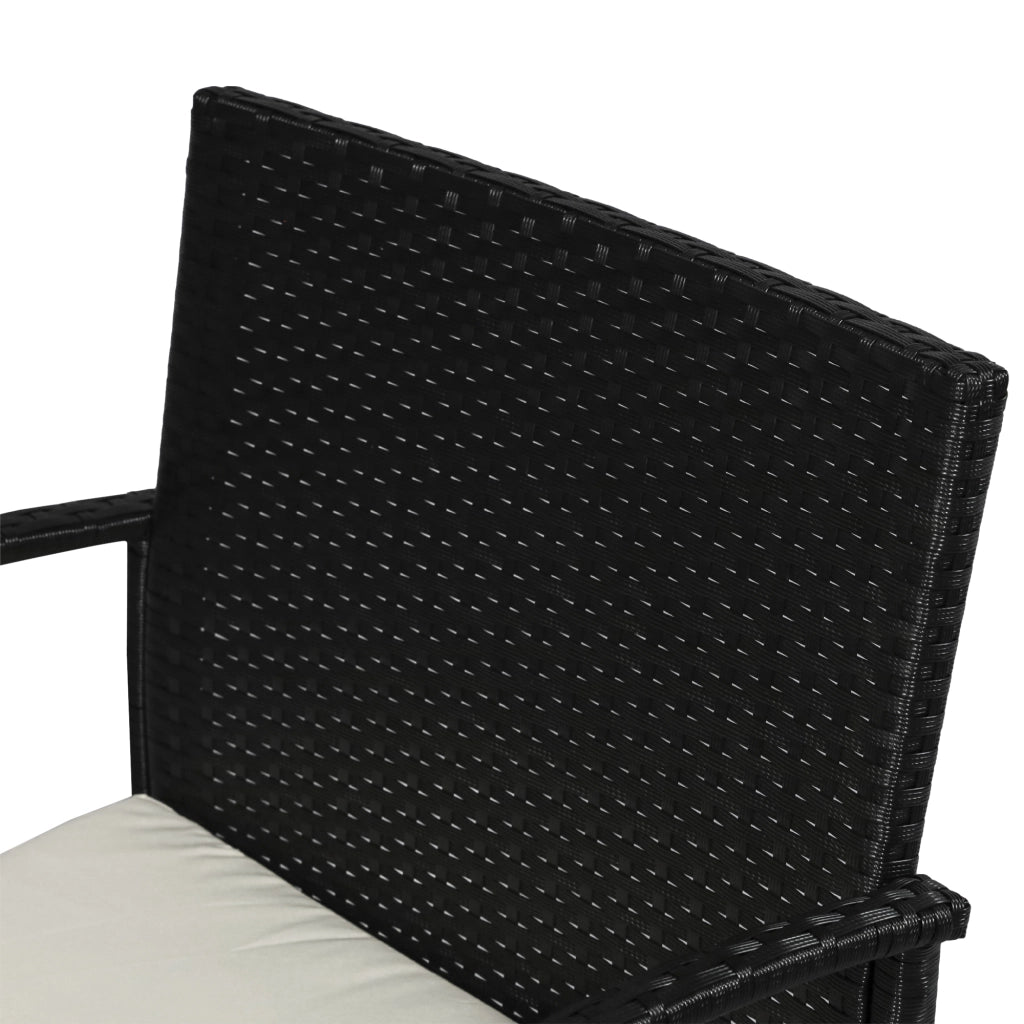 Set da Giardino 4 Pezzi in Rattan PE con Tavolino da Giardino, 2 Poltroncine e Divano 2 posti, Nero e Crema