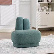 Pouf con forma di coniglio; poggiapiedi e seduta aggiuntiva in tessuto; schiuma; compensato e legno verde