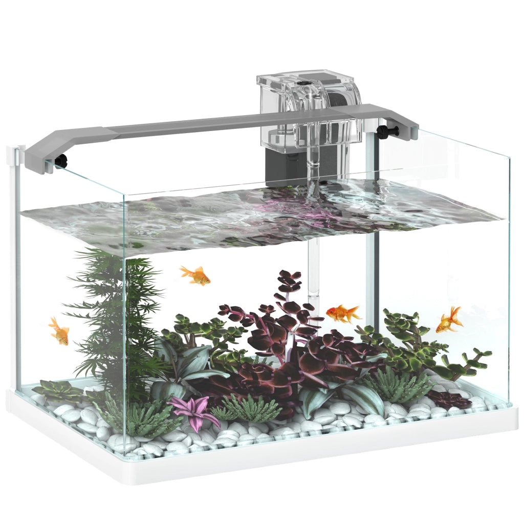 EasyComfort Acquario in Vetro con Luci LED da 20L, Filtro e Pompa d'Acqua, 38x26x27 cm, Bianco