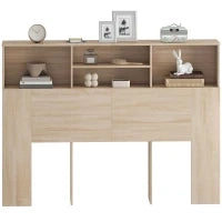 Testiera Letto con  4 scomparti aperti, 140 x 19 x 103,5 cm, Legno naturale