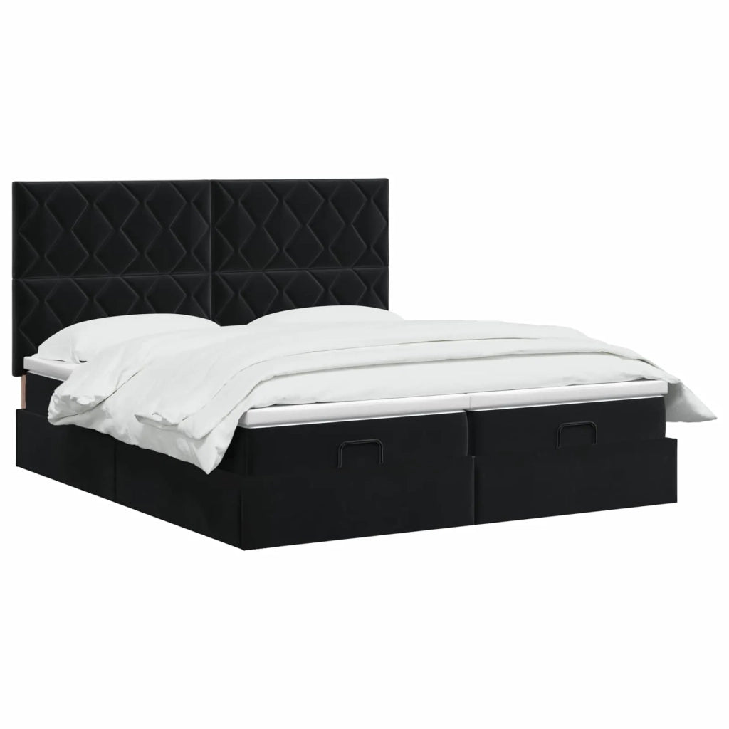 Letto Ottomano con Materasso e LED Nero 200 x 200 cm Velluto 3458522