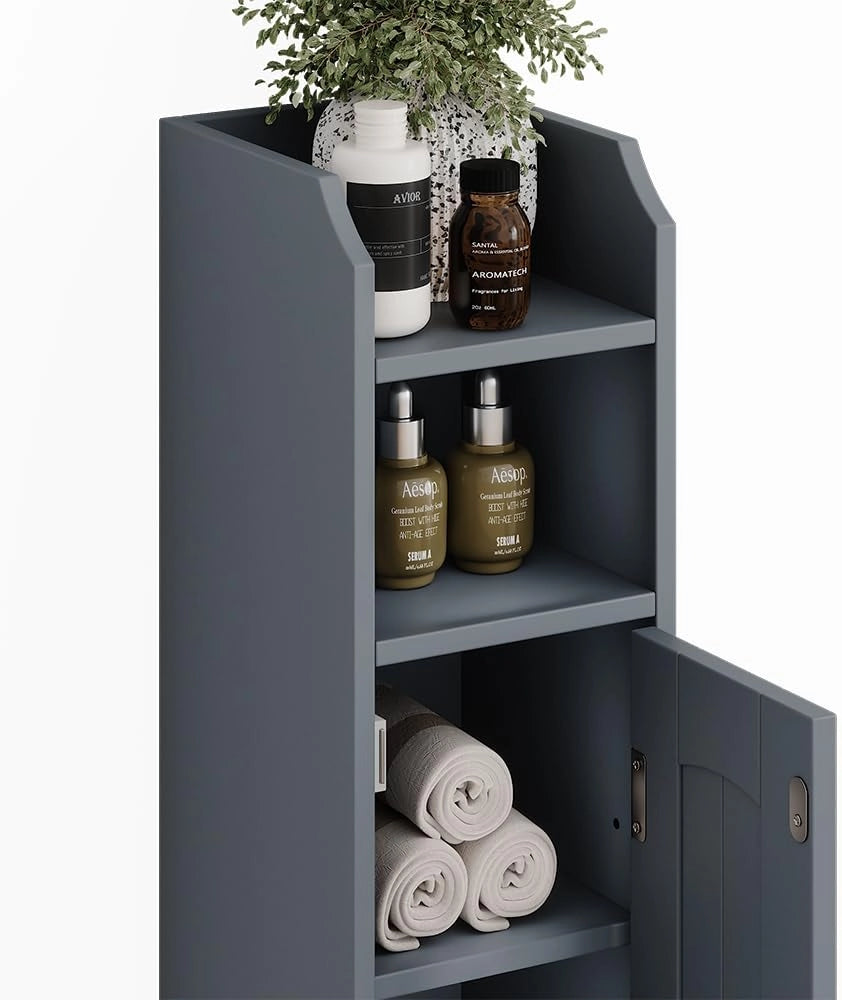 mobiletto bagno Bianco, Grigio, 18 x 81 cm con 5 scomparti