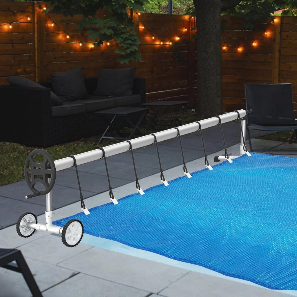 Avvolgitore per piscina, 3 – 5,7 m, dispositivo mobile per telone, sistema di avvolgimento premium con nastri e rullo regolabili, tipo C