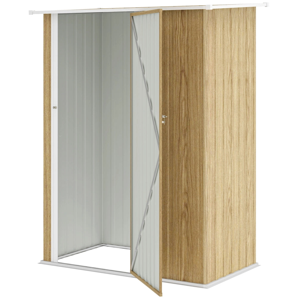 Capanno Porta Attrezzi in Metallo con Tetto Inclinato ¨C zephmum ¨C Legno 142x86x189 cm