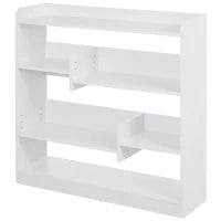 Libreria a Scaffale, Mobile da Archiviazione, 4 Livelli, 3 Pannelli Posteriori, Pannelli di Particelle, 90L x 24l x 91H cm, Bianco