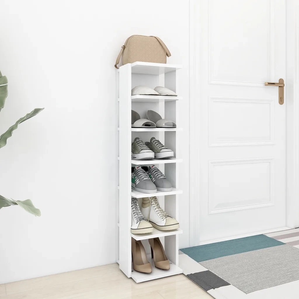 Scarpiera Bianca 27,5x27x102 cm in Legno Multistrato 808485