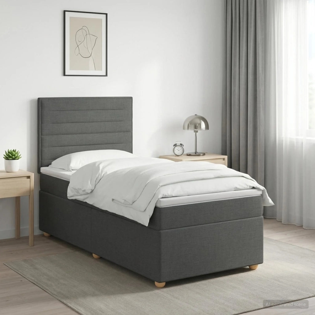 Letto box spring con materasso Grigio Scuro 80 x 200 cm Tessuto 3455211