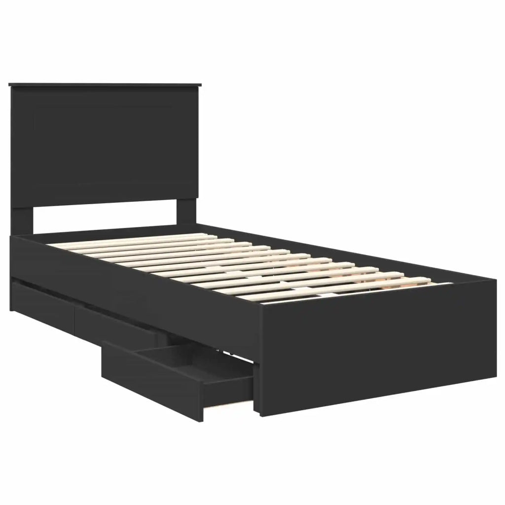 Struttura del letto Nero 75 x 190 cm Legno Ingegnerizzato
