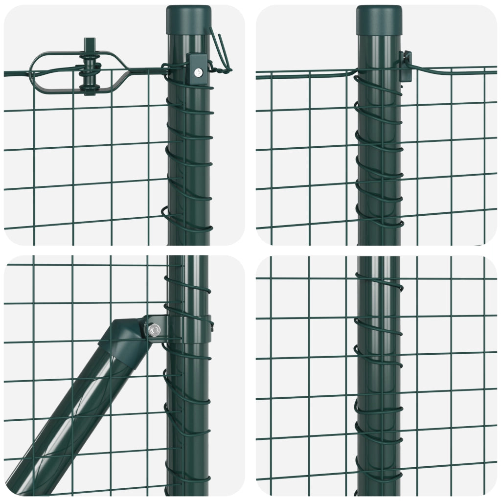 Set Pali Recinzione Metallo Set di 2 Verde Metallo 10 m