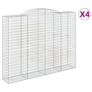 Set di 4 gabbioni ad arco per recinzione gabbia o muro di contenimento 300 x 50 x 220/240 cm ferro zincato argento 02_0041470