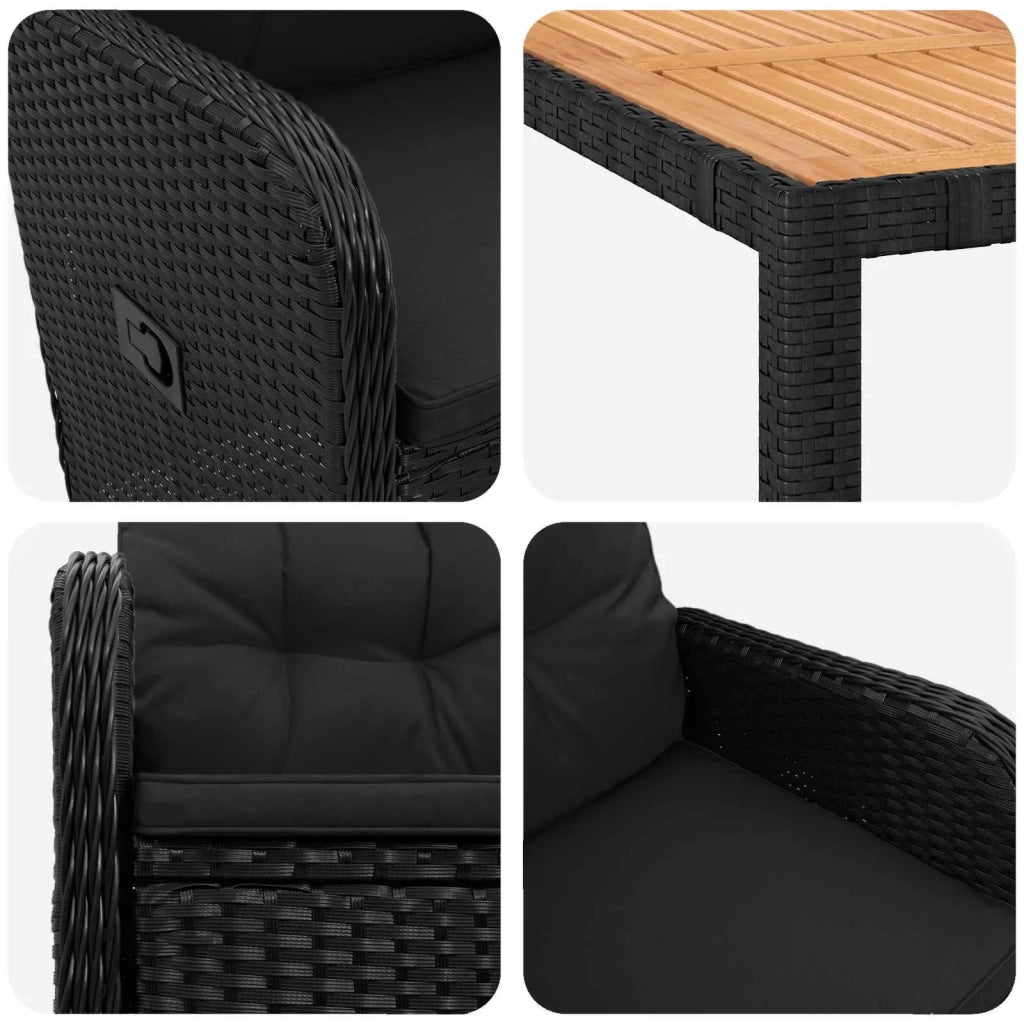 Set da pranzo per esterni 7 pz Nero 3422269