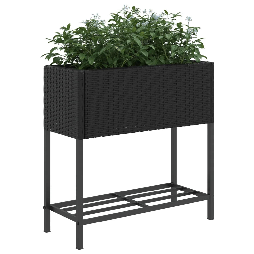 Fioriere da Giardino con Ripiani 2pz Nere 70x28x70cm Polyrattan 3210510