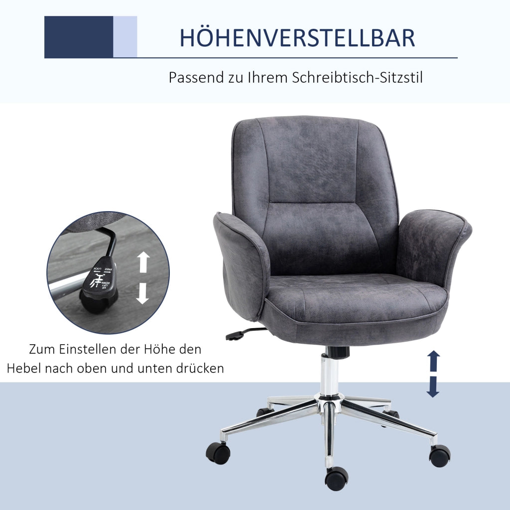 SEDIA UFFICIO Ergonomica Regolabile in Altezza, Girevole, Grigio Scuro