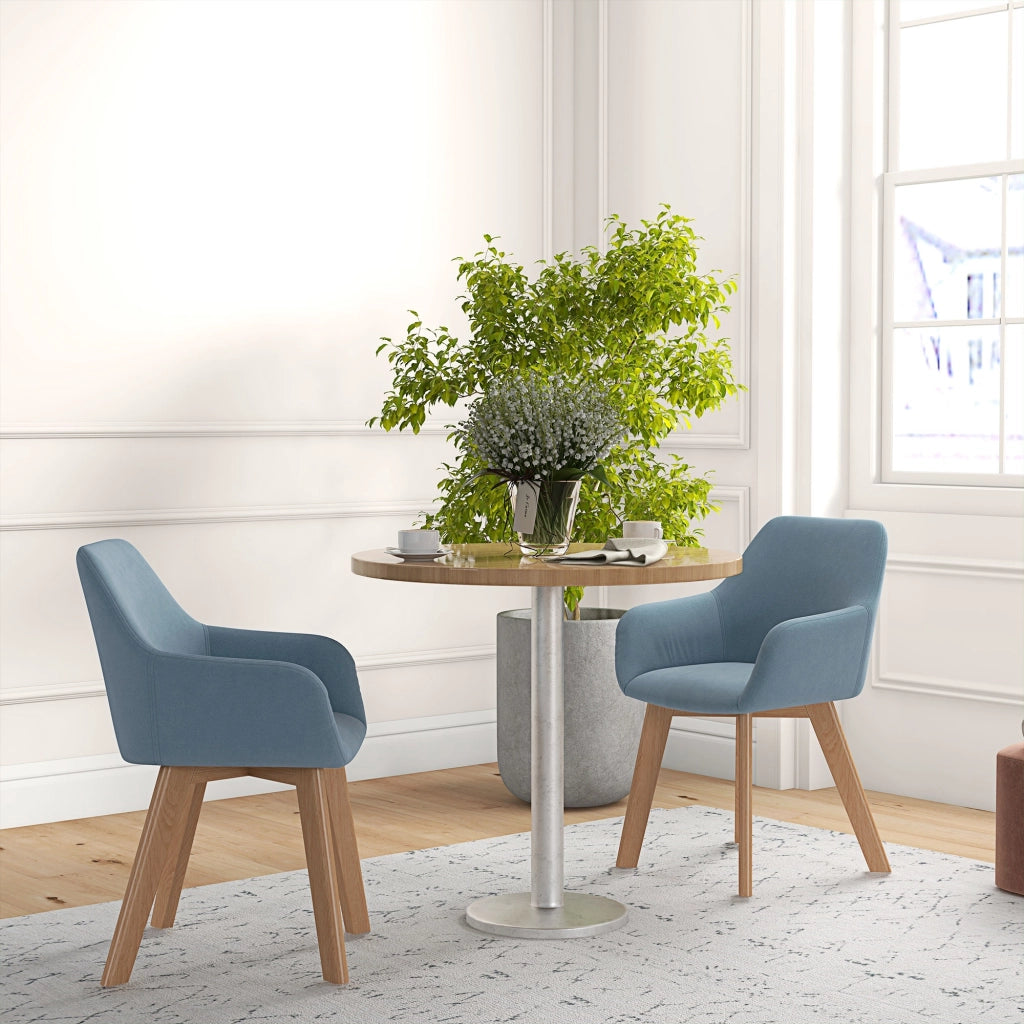 Set 2 Sedie da Pranzo Imbottite ¨C zephmum ¨C Tessuto Velluto, Legno, Blu