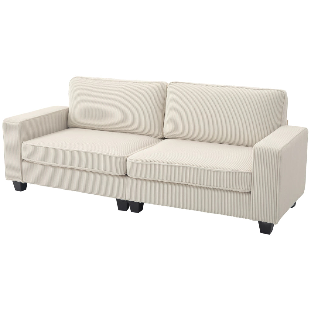 Divano 3 posti in velluto a coste ¨C Xylo ¨C crema, con molle insacchettate, 227x84x87 cm