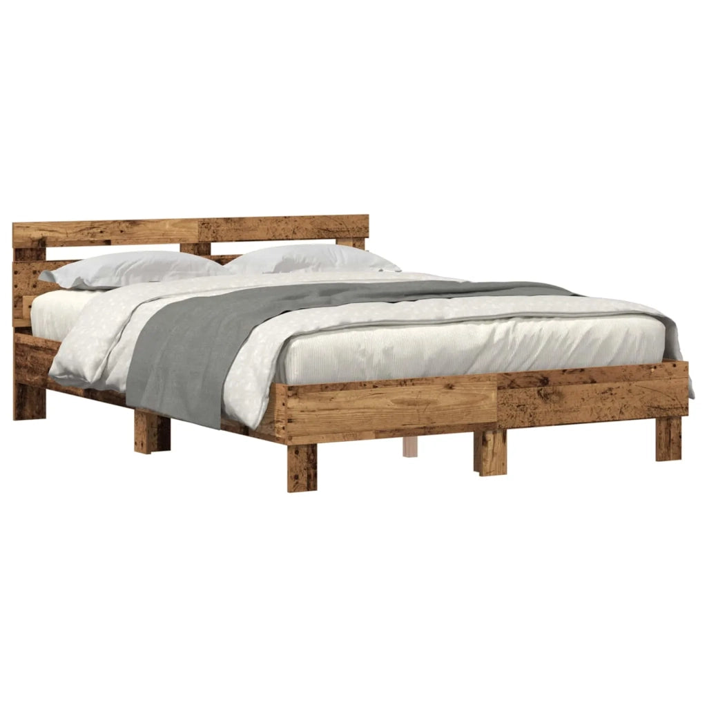 Struttura del letto con strisce LED Legno vecchio 140 x 200 cm 3333945