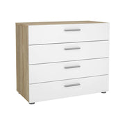 Cassettiera Arwen, Settimino multiuso, Comò camera da letto, Mobile con cassetti, 80x40 h68 cm, Quercia e Bianco lucido