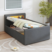 letto imbottito velluto grigio scuro 90 x 200 cm