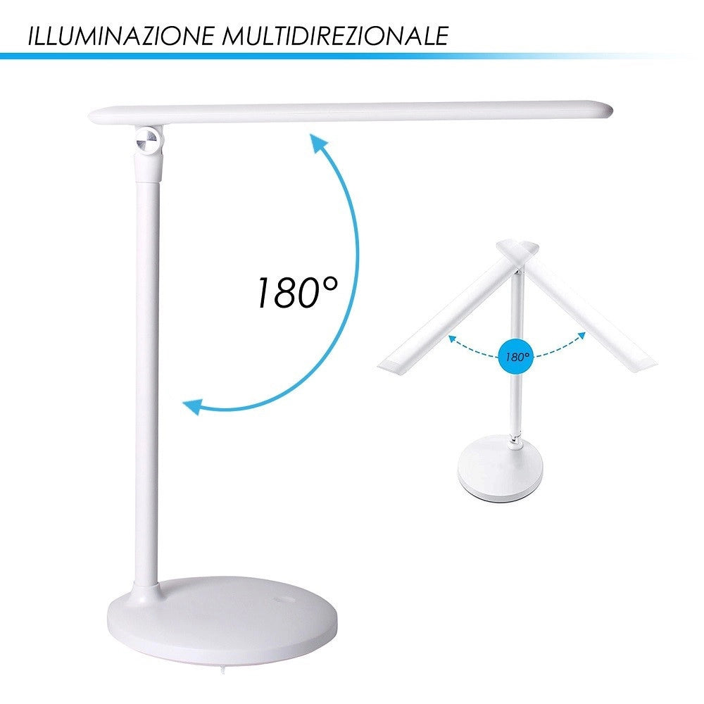 Trade Shop - Lampada Da Tavolo Led Ricaricabile Senza Fili Touch Multidirezionale Dt-2683 -