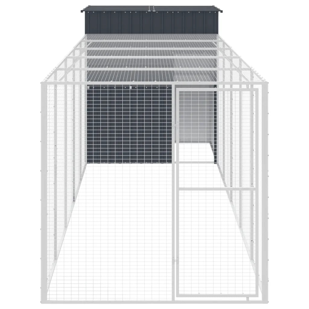 Pollaio con Area Corsa Antracite 165x659x181 cm Acciaio Zincatocod mxl 69751